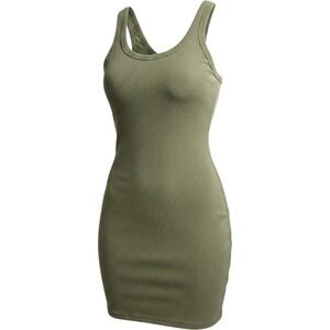 Signature8 Women Olive Green Ribbed Knit‎ Notch Tank Bodycon Mini Dress